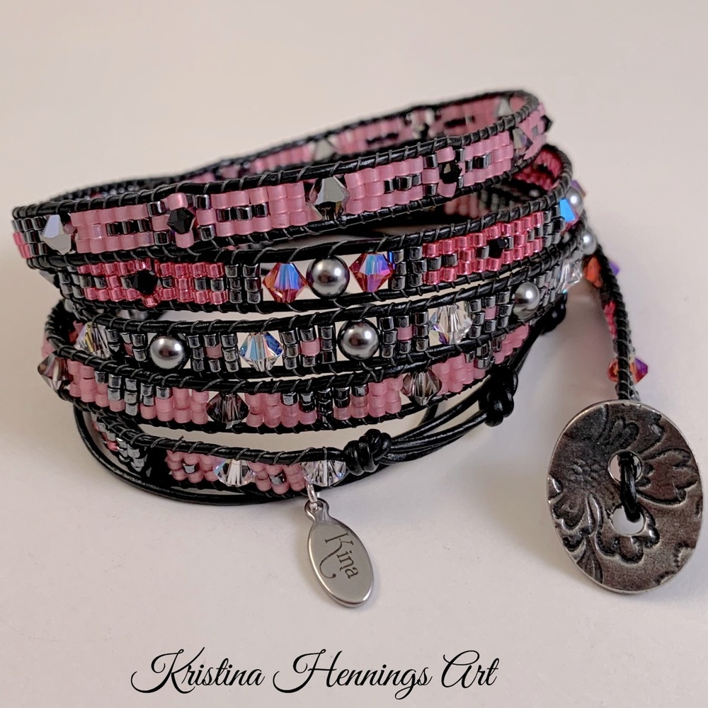 Beaded Leather Wrap Bracelet